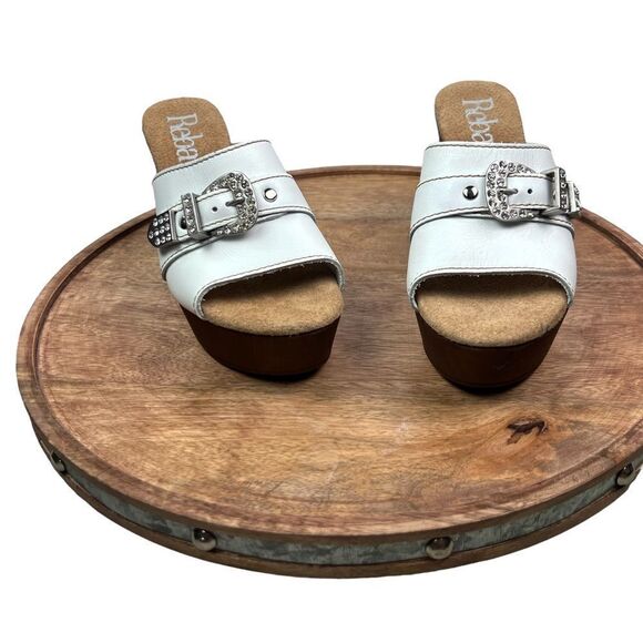 NWOT Reba wooden sandals 39=8 - Picture 1 of 13